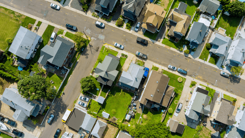 suburban community aerial view of the tree canopy